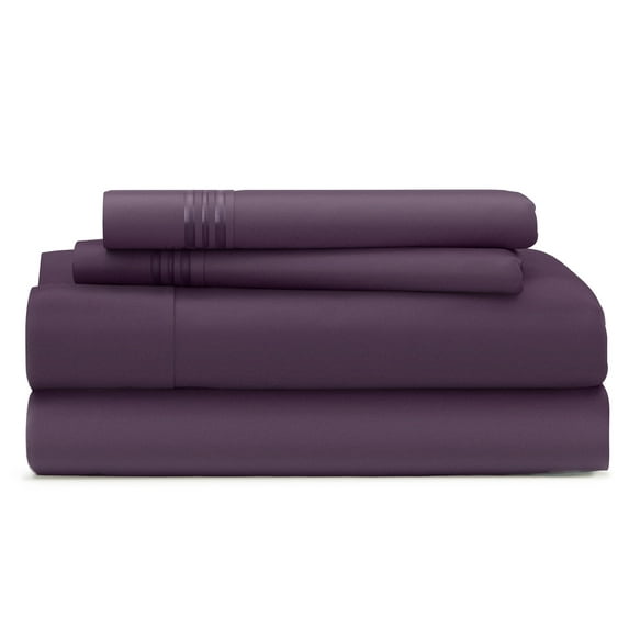 Cosy House Collection Everyday 1500 Series Bed Sheets - Master Bedroom Essentials - Luxury Hotel Ultra Soft Bedding - Stain & Wrinkle Resistant - Easy & Comfy Fit - 4 Piece (King, Purple)