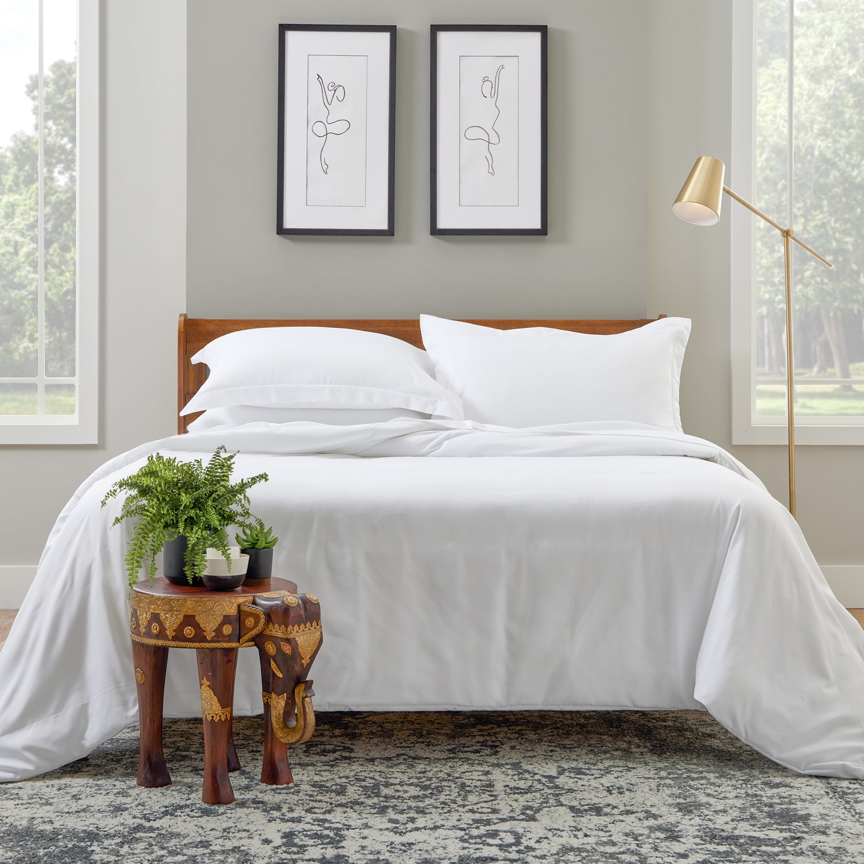 Cosy House Collection Luxury Bamboo Duvet Cover Set 2-Piece - Ultra Soft Bedding - Zippered Comforter Protector, Includes 1 Pillow Sham - Twin/Twin XL - White