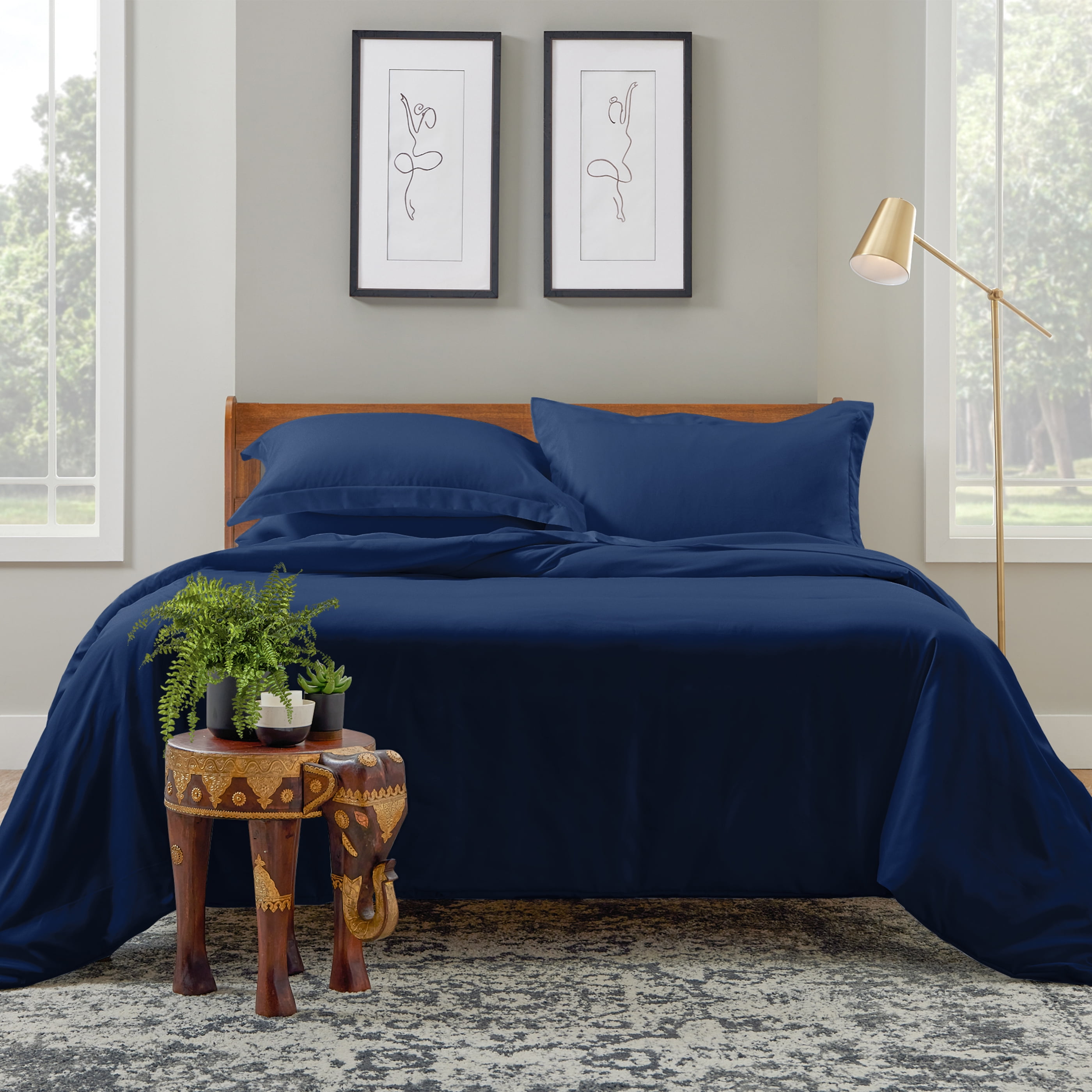 Royal Blue Full/Queen Bamboo Rayon Duvet Cover Set