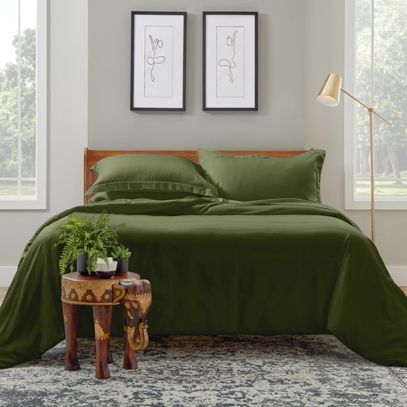 Cosy House Collection Luxury Bamboo Duvet Cover Set 3-Piece - Ultra Soft Bedding - Zippered Comforter Protector, Includes 2 Pillow Shams - King/Cal King - Sage Green