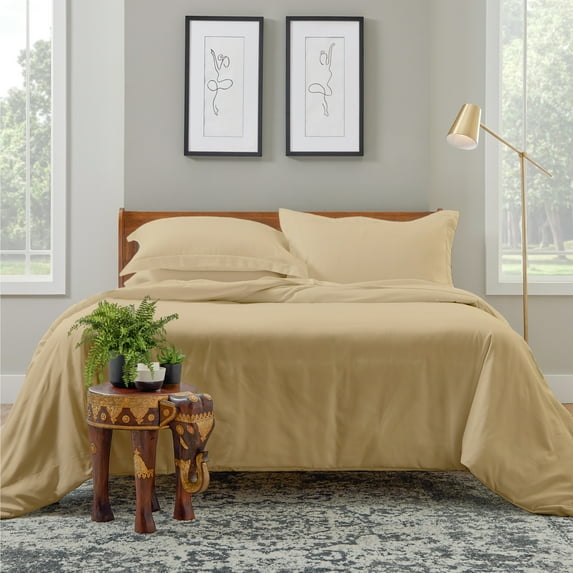 Cosy House Collection Luxury Bamboo Duvet Cover Set 3-Piece - Ultra Soft Bedding - Zippered Comforter Protector, Includes 2 Pillow Shams - King/Cal King - Tan