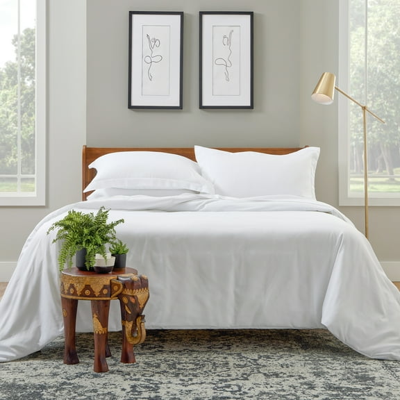 Cosy House Collection Luxury Bamboo Duvet Cover Set 3-Piece - Ultra Soft Bedding - Zippered Comforter Protector, Includes 2 Pillow Shams - King/Cal King - White