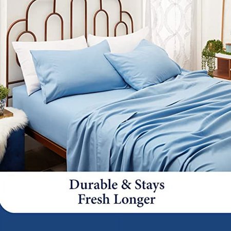 Cosy House Collection Premium Rayon Derived from Bamboo Bed Sheet Set - Cooling Blend - Deep Pocket, Ultra Soft & Breathable Bedding - 4 Piece Set (Queen, Navy Blue)