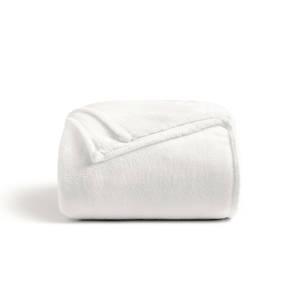Cosy House Collection Throw Size Fleece Blanket – All Season, Lightweight & Plush Hypoallergenic - Microfiber Blankets for Bed, Couch or Travel - White