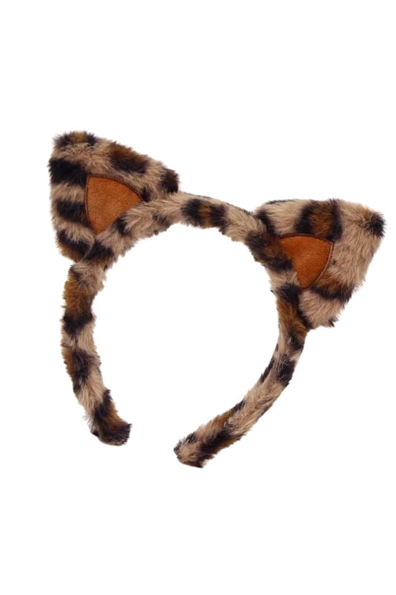 Cosy Plush Cheetah Pattern Hairband With Elastic Inner Layer Nonslip Headpiece Props For Washing Face And Makeup