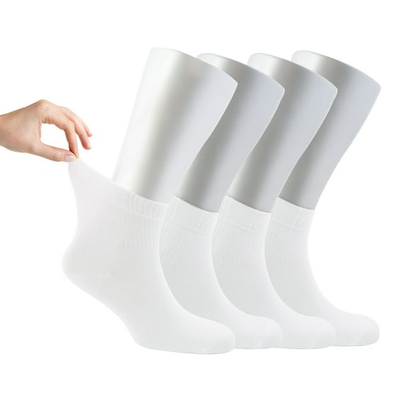 Cosyfeel Diabetic Socks Women Loose Diabetic Ankle Socks Bamboo Socks for Women's, 4 Pairs Diabetics Neuropathy Socks (White, l)