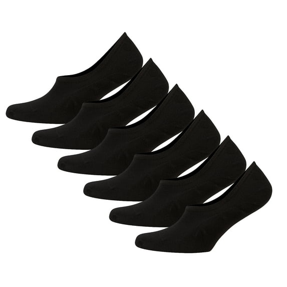 Cosyfeel Mens or Women Unisex No Show Socks Non Slip Bamboo Low Cut Casual Socks (Pairs of 6) (Black, Large)