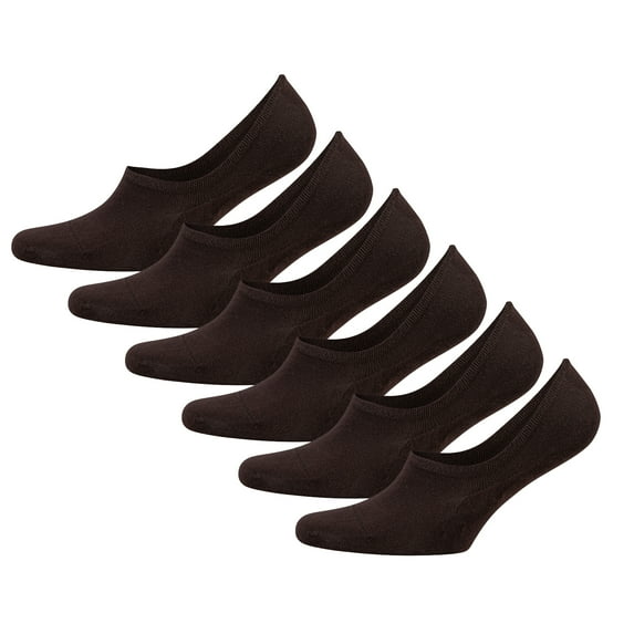 Cosyfeel Mens or Women Unisex No Show Socks Non Slip Bamboo Low Cut Casual Socks (Pairs of 6) (Dark Brown, Medium)