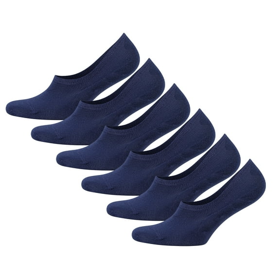 Cosyfeel Mens or Women Unisex No Show Socks Non Slip Bamboo Low Cut Casual Socks (Pairs of 6) (Navy Blue, Large)