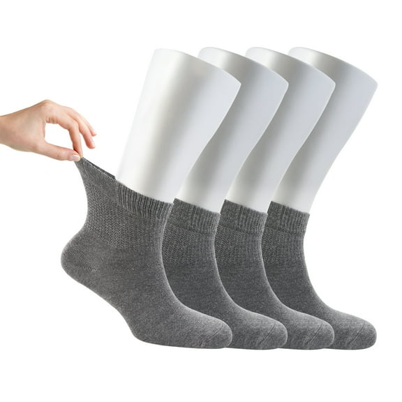 Cosyfeel® Women Loose Diabetic Socks | 4-Pair Neuropathy Ankle Socks for Ladies | Super Soft Eco-Friendly Thin Bamboo Material | Durable with Seamless Toe and Non-Binding Top | 4 Seasons