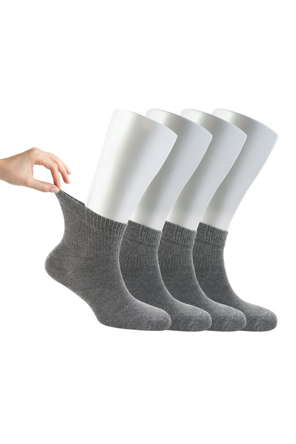 ® Women Loose Diabetic Socks | 4-Pair Neuropathy Ankle Socks for Ladies | Super Soft Eco-Friendly Thin Bamboo Material | Durable with Seamless Toe and Non-Binding Top | 4 Seasons