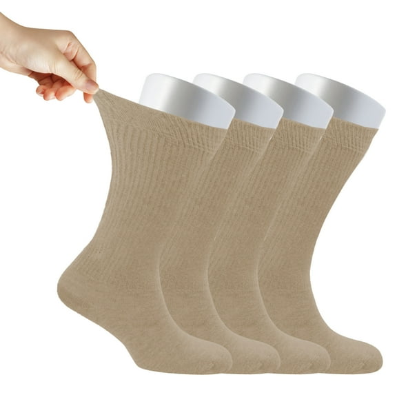Cosyfeel Women's Loose Diabetic CREW Socks, Bamboo, Wide, Thin, Seamless Toe and Non-Binding Top, 4 Pairs