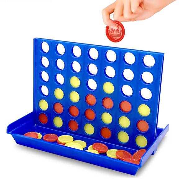 Cosyitems Portable 4 in a Row Board Game, Blue, 21 Pieces, Family Fun Game