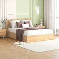 thumbnail image 1 of Cosymart Queen Size Wood Platform Bed with Underneath Storage and 2 Drawers, Wood Color, 1 of 9