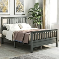 Cosymart Wood Platform Bed with Headboard and Footboard, Full (Gray)