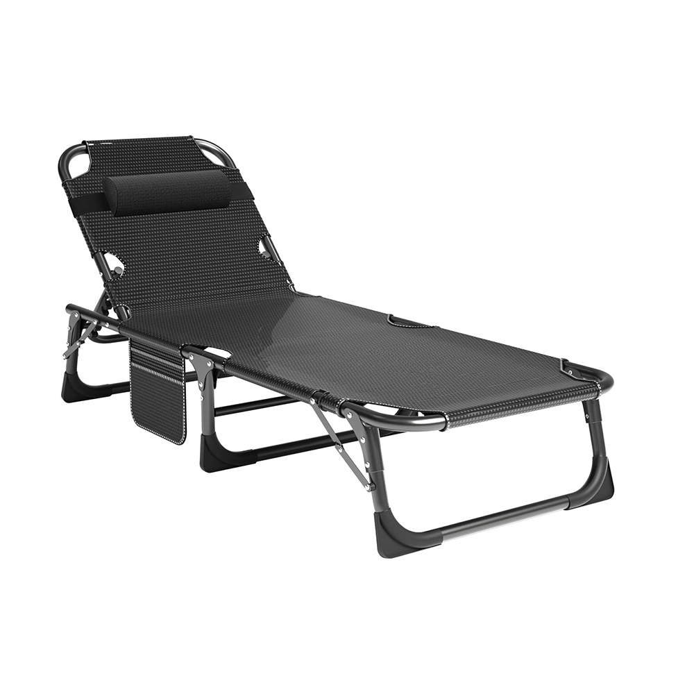 Cot Bed, Reclining Folding Chaise with Soft Pillow and Pad for Sleeping