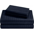 thumbnail image 1 of Cot Bed Sheet Sets of 4 Piece - 400TC Camper RV Tailers Cotton Sheets - 100% Egyptian Cotton 10" Deep Pocket Sleeper Truck Motorhomes & Air BNB Homes Sheets - Navy Blue Stripe, Truck Size., 1 of 5