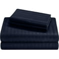 thumbnail image 1 of Cot Bed Sheet Sets of 4 Piece - 400TC Camper RV Tailers Cotton Sheets - 100% Egyptian Cotton 12" Deep Pocket Sleeper Truck Motorhomes & Air BNB Homes Sheets - Navy Blue Stripe, Narrow Twin Size., 1 of 5