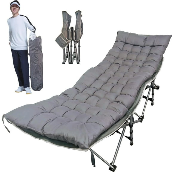 PRIJESSE Cot Camping Cot with Thick Pad Cots for Sleeping Camping Bed Folding Cot 330LBS(Max Load),Heavy Duty with Carry Bag for Home Outdoor Travel