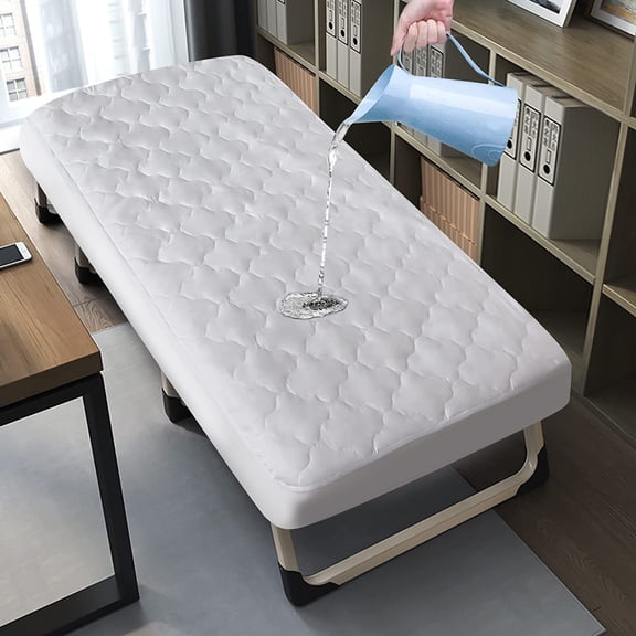 Cot Mattress Pad Protector Waterproof, Quilted Size Cover 30" X 75" 10" Fitted for Narrow Twin/Camp Bunk/Rvs Bunk/Guest Beds, Deep Pocket Topper, White (Cover Only)