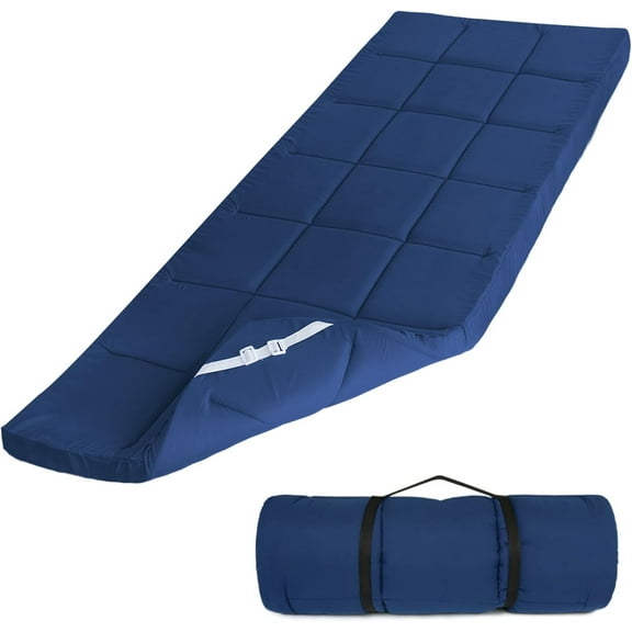Cot Mattress Topper (Improved Thickness), Foam Quilted Pads for Camping, Soft Comfortable Sleeping Cot Mattress Pad Only, Camping Pad 75"x30" for Camp Cot/Rv Bunk/Narrow Twin Beds, Navy