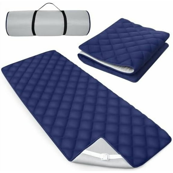 Cot Mattress Topper Pad Quilted, Non-Slip Super Soft Comfortable Cool Sleeping Pad 75"x30" for Camping Cot/Rv Bunk/Narrow Twin Beds, Navy