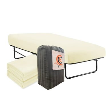 Cot Sheet 25" x 75" x 9" for Camping- 2 Piece Fitted Cot Sheet Set - Camping Cot/Guest Beds, Ivory Solid