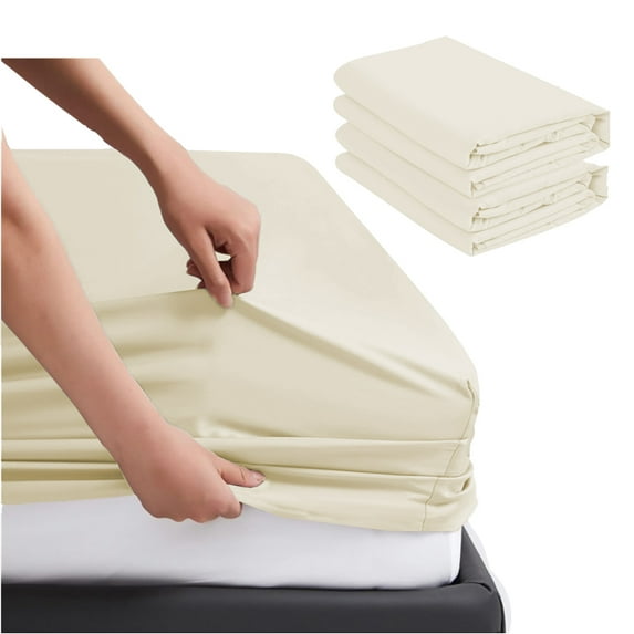 Cot Sheet 39" x 75" x 9" Narrow Twin Size - 2 Piece Cot Fitted Sheet - RV Bunk/Camp Bunk/Guest Beds/Army Cots/Trifold Mattress, Ivory Solid