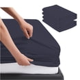 thumbnail image 1 of Cot Sheet 60" x 75" x 9" Narrow Twin Size - 2 Piece Cot Fitted Sheet - RV Bunk/Camp Bunk/Guest Beds/Army Cots/Trifold Mattress, Navy Blue Solid, 1 of 8