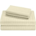 thumbnail image 1 of Cot Sheet Set 4 Piece- 100% Cotton, 1 Flat Sheet, 1 Fitted Sheet with 12" Deep Pocket & 2 Pillowcover, 600TC-Fully Elasticized Sheets-Breathable-Ivory Stripe, Narrow Twin Size, 1 of 5