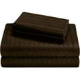 thumbnail image 1 of Cot Sheet Set 4 Piece- 100% Cotton, 1 Flat Sheet, 1 Fitted Sheet with 14" Deep Pocket & 2 Pillowcover, 600TC-Fully Elasticized Sheets-Breathable-Chocolate Stripe, Three Quarter Size, 1 of 5