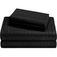thumbnail image 1 of Cot Sheet Set 4 Piece- 100% Cotton, 1 Flat Sheet, 1 Fitted Sheet with 15" Deep Pocket & 2 Pillowcover, 600TC-Fully Elasticized Sheets-Breathable-Black Stripe, Three Quarter Size, 1 of 5