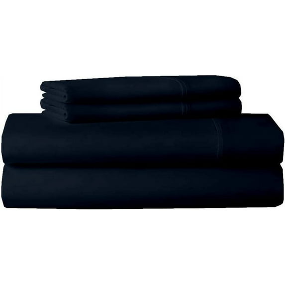 Cot Sheet Sets 4 Piece-600TC, 1 Flat Sheet, 1 Fitted Sheet 10" Deep Pocket & 2 Pillowcover, 100% Egyptian Cotton, Camper RV Tailers Cotton Sheets-Navy Blue Solid, RV Full-XL Size
