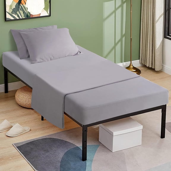 Cot Sheets 31" x 75", 4 Piece Cot Sheet Set, Fitted for Narrow Twin Mattress/RVs Bunk/Camper Bunks/Guest/Army Cots, Soft & Breathable Camper Bedding Set, Gray