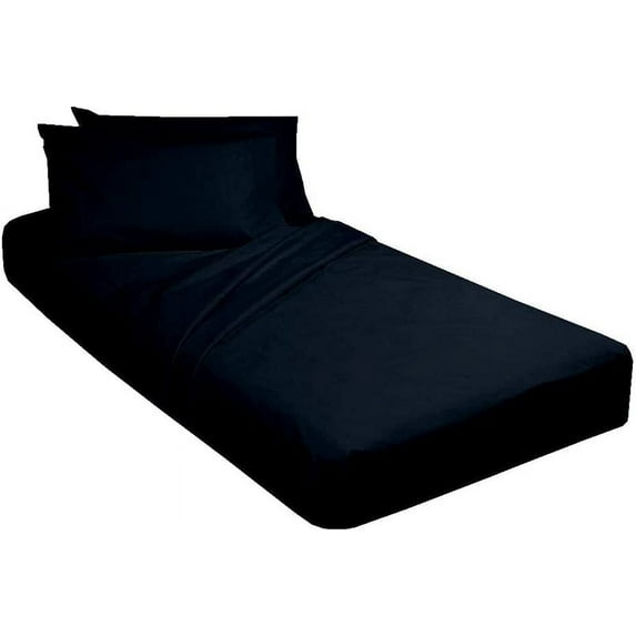 Cot Sheets 4 Pieces Set - 500 TC Perfect Camping Sheets for Twin RVs, Narrow Bunk and Guest Beds - (28" x 75") 100% Egyptian Cotton & Fitted Sheet 18" Deep Pocket - Navy Blue Solid.