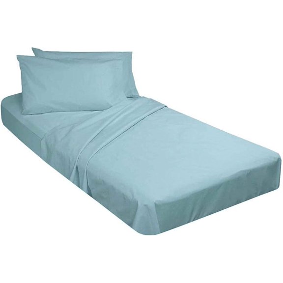 Cot Sheets 4 Pieces Set - 500 TC Perfect Camping Sheets for Twin RVs, Narrow Bunk and Guest Beds - (28" x 75") 100% Egyptian Cotton & Fitted Sheet 4" Deep Pocket - Light Blue Solid.