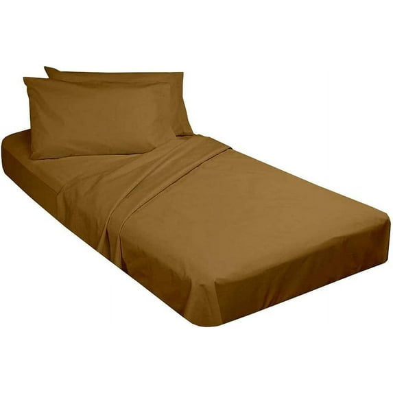 Cot Sheets 4 Pieces Set - 500 TC Perfect Camping Sheets for Twin RVs, Narrow Bunk and Guest Beds - (28" x 75") 100% Egyptian Cotton & Fitted Sheet 8" Deep Pocket - Taupe Solid.