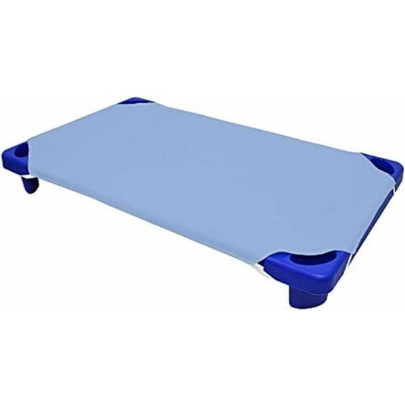 Cot Sheets for Daycare, 12 Pack Standard Size Daycare/Pre-School Toddler Cot Sheet, 100% Cotton Cot Bed Cover, Soft Breathable & 400TC Sheets - Light Blue Solid (22" W X 40" L)