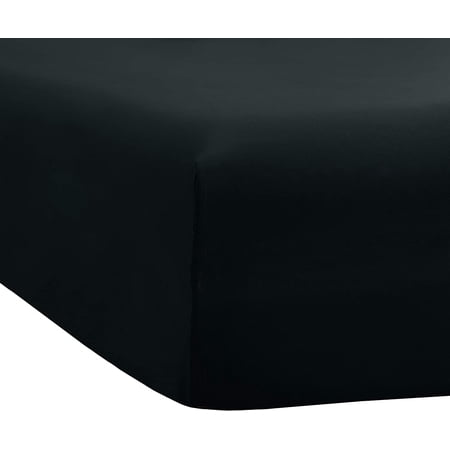 Cot Size 1PC Fitted Sheet - 25 x 75 Inch - 100% Egyptian Cotton Sheets 6 To 8 Inch Deep Pocket, 400TC Ultra-Soft & Cool Sheets for RVs/Bunk/Camp/Guest/Narrow & Twin Beds - Black Solid.