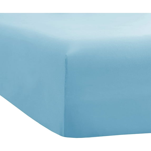 Cot Size 1PC Fitted Sheet - 25 x 75 Inch - 100% Egyptian Cotton Sheets 6 To 8 Inch Deep Pocket, 400TC Ultra-Soft & Cool Sheets for RVs/Bunk/Camp/Guest/Narrow & Twin Beds - Light Blue Solid.