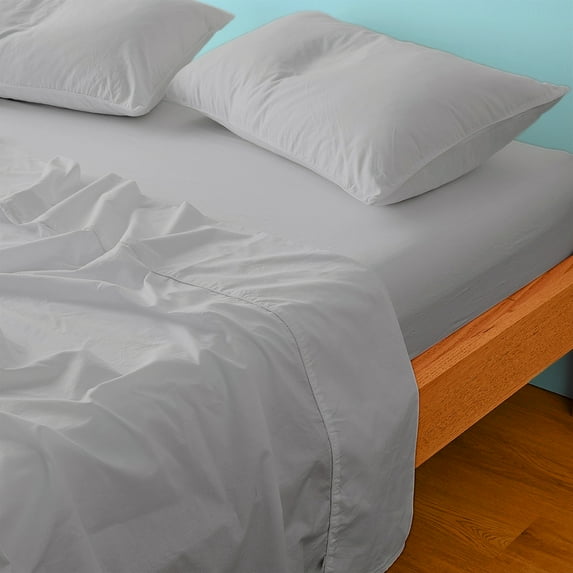 4 Pcs Cot Size Sheets,30 x 75 Cot Size Sheet, 400 TC 100% Cotton Light Grey Solid Sheets,Bunk Beds Fit Upto 4-7" Deep Mattress