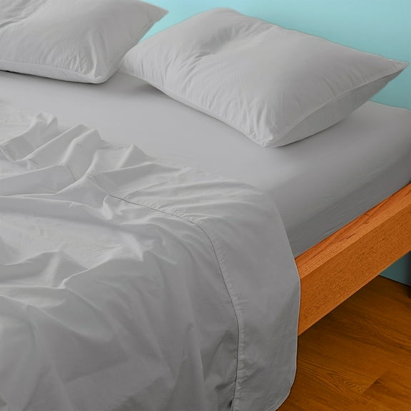 4 Pcs Cot Size Sheets,30 x 75 Cot Size Sheet, 400 TC 100% Cotton Light Grey Solid Sheets,Bunk Beds Fit Upto 4-7" Deep Mattress