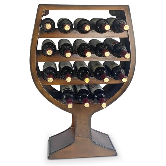 Cota Global Wine Glass Shaped Wall Mounted Wooden Wine Rack