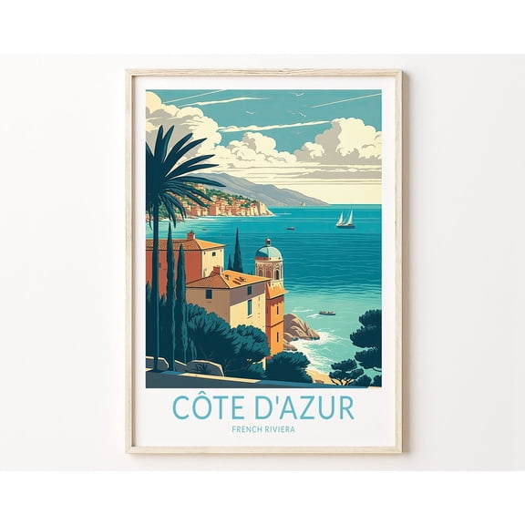 Cote D'Azur City Travel Print, Cote D'Azur France Travel Poster Print, Cote D'Azur City Wall Art, France Travel Wall Decor Wall Art, Modern Wall Decor, 12x18 UNFRAMED