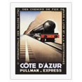 thumbnail image 1 of Cote D’Azur France - Pullman Express - PLM French Railways - Vintage Railroad Travel Poster by Pierre Fix-Masseau c.1929 - Fine Art Rolled Canvas Print 20in x 26in, 1 of 4
