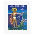thumbnail image 1 of Cote D'Azur France - The French Riveria - Vintage Airline Travel Poster by Jacques Auriac c.1952 - Fine Art Rolled Canvas Print 11in x 14in, 1 of 4