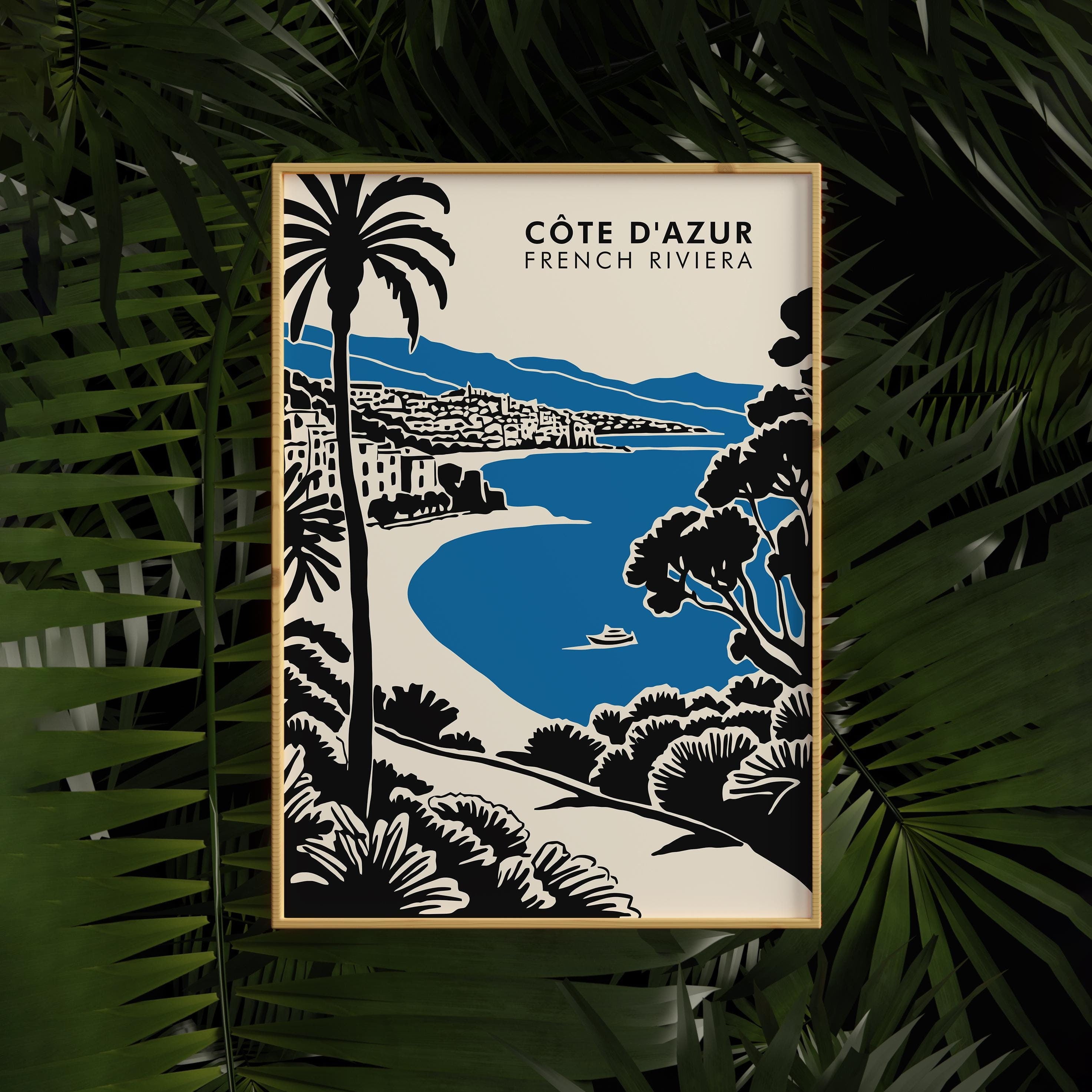 Cote D'Azur Print: French Riviera Travel Poster UNFRAMED Poster, Wall ...