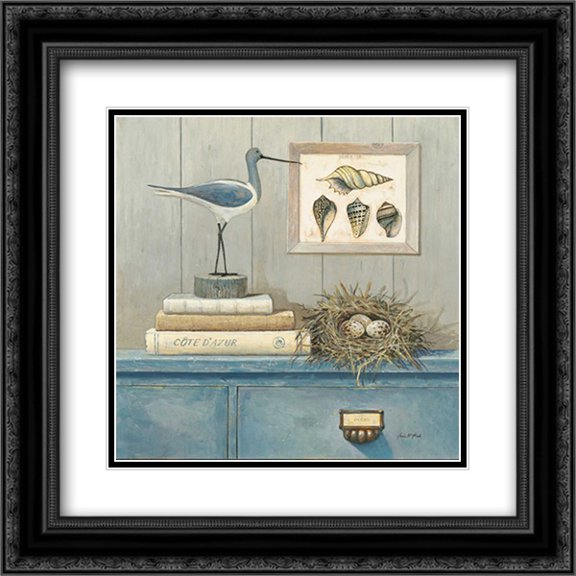 Cote D Azure Botanical 2x Matted 20x20 Black Ornate Framed Art Print by Fisk, Arnie