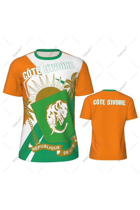 Cote D'Ivoire Flag Men Sports T-shirt Women Tees jersey for Soccer Football Running Bike Tennis Fitness Fans