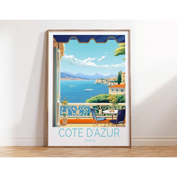 Cote d'Azur French Riviera Coastal Travel Scenery Wall Art Unframed Paper Print